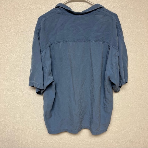 Tommy Bahama 100% Silk Mens Light Blue Button Down Short Sleeve Shirt size XL - Picture 5 of 5